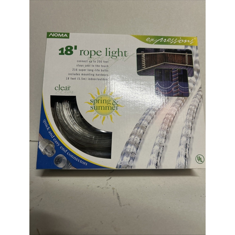 Six NOMA 18' Clear Rope Light Warm Light New In Original Box